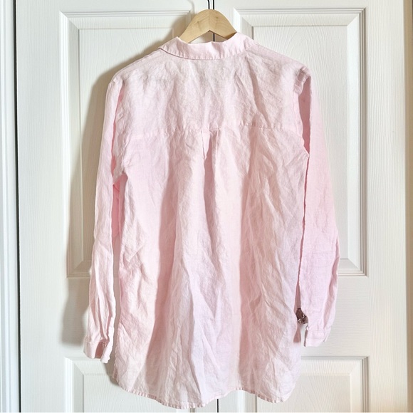 Eileen Fisher Organic Linen Light Pink Button-Up ✧ Coastal Oversized Fit, Size S - Picture 3 of 7